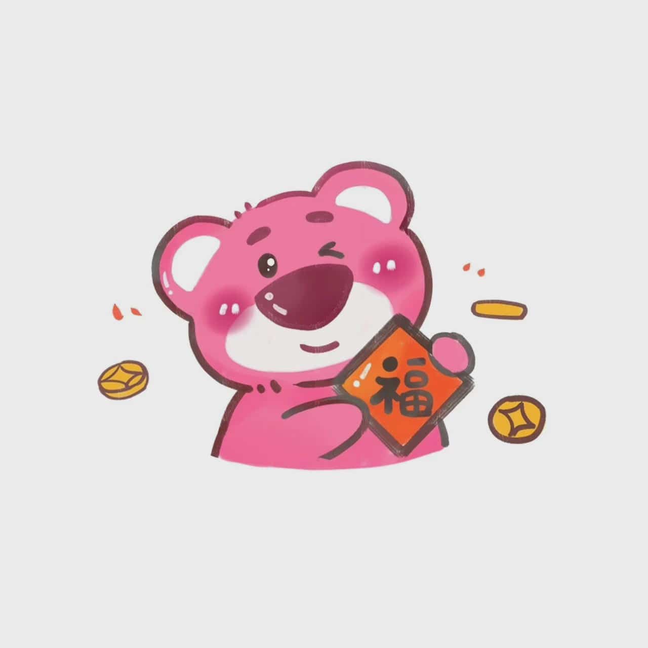 卡通三丽鸥家族全成员手拿福字微信头像图片_1