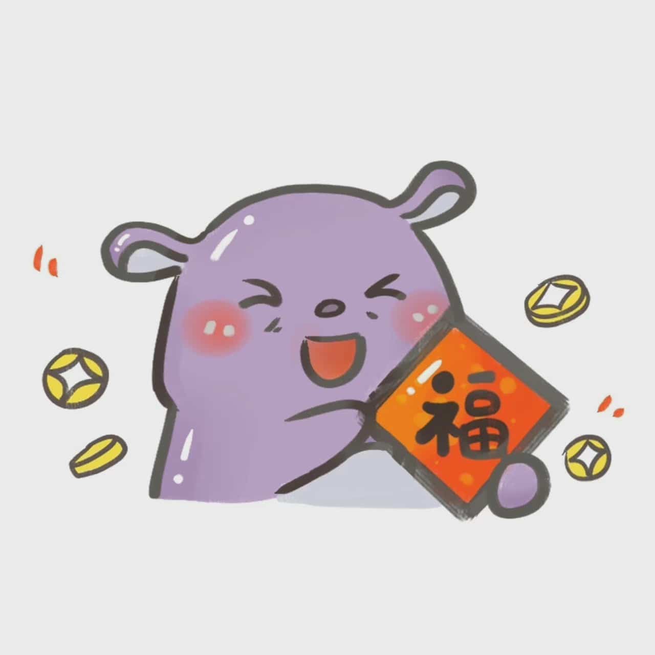 卡通三丽鸥家族全成员手拿福字微信头像图片_3