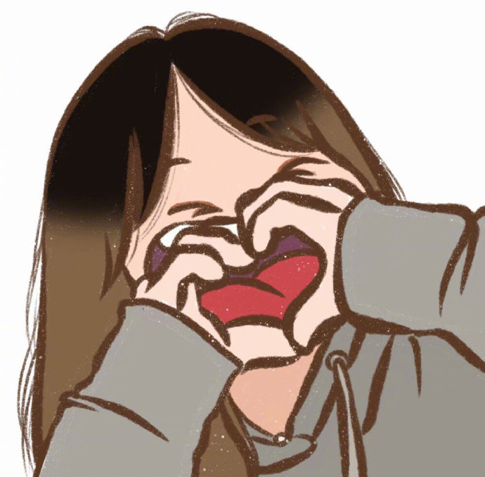 女生张开嘴咧嘴笑的卡通头像_1