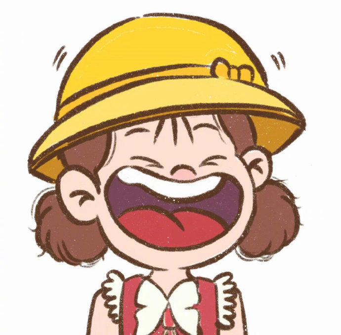女生张开嘴咧嘴笑的卡通头像_3
