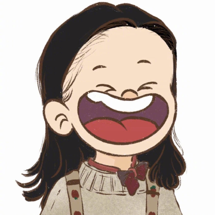 女生张开嘴咧嘴笑的卡通头像_4