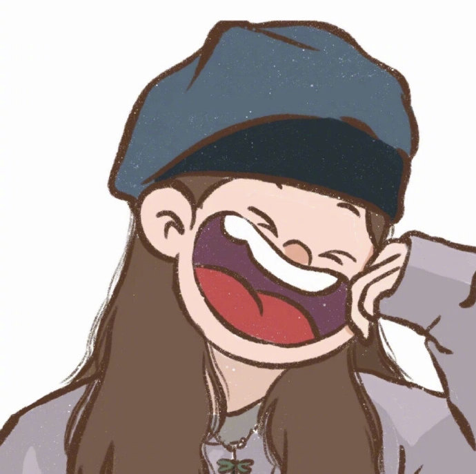女生张开嘴咧嘴笑的卡通头像_6