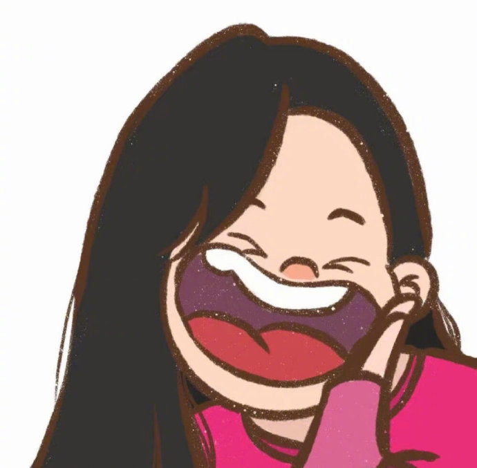 女生张开嘴咧嘴笑的卡通头像_8