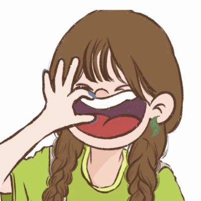 女生张开嘴咧嘴笑的卡通头像
