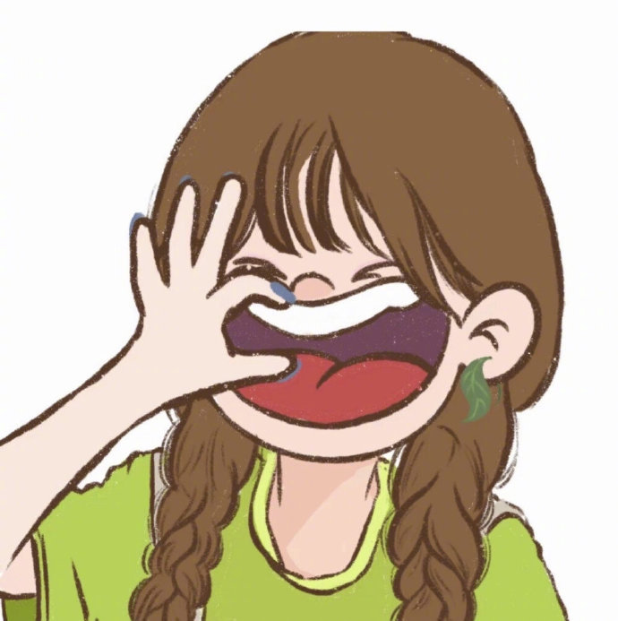女生张开嘴咧嘴笑的卡通头像_9