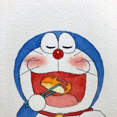 手绘哆啦A梦干饭人可爱卡通头像