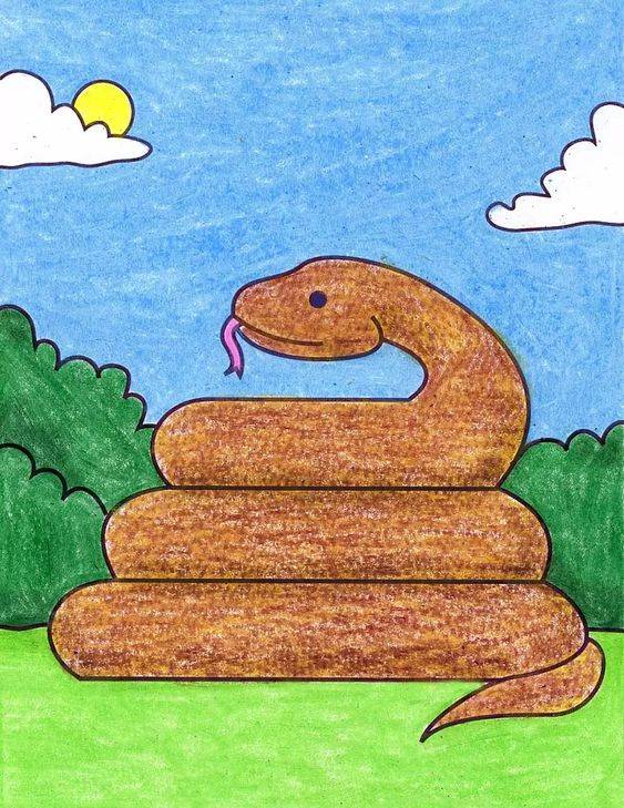 一条盘起来的蛇 彩色简笔画图片大全_2