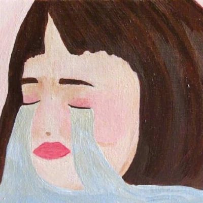 油画版眼泪流成河的短发女生伤心 个性头像图集