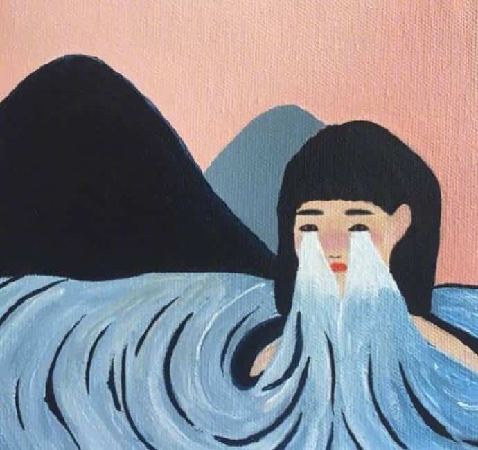 油画版眼泪流成河的短发女生伤心 个性头像图集_3