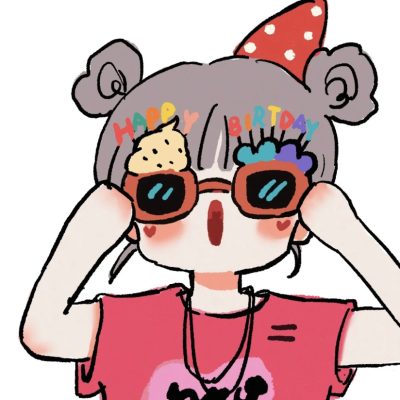 简单线条手绘双丸子头可爱少女头像