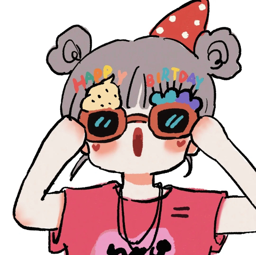 简单线条手绘双丸子头可爱少女头像_4
