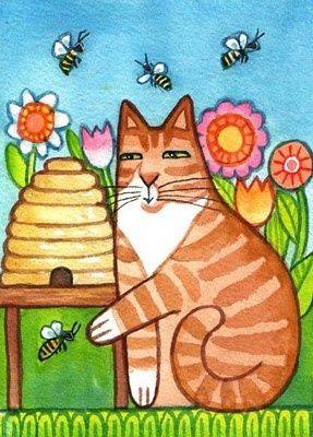卡通眯眼彩色小猫简笔画图片精选_4
