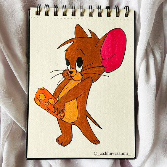 卡通猫和老鼠Jerry彩色简笔画图片大全 老鼠杰瑞简笔画作品_9