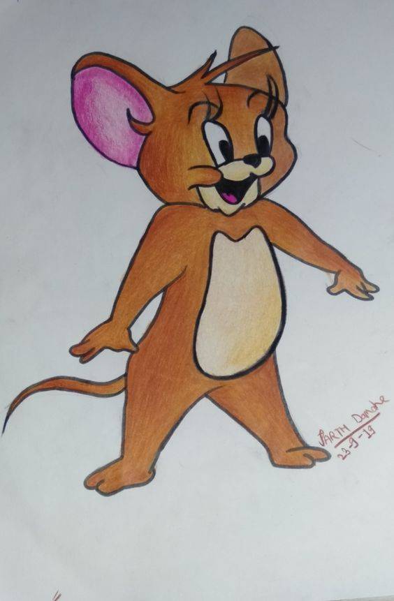 卡通猫和老鼠Jerry彩色简笔画图片大全 老鼠杰瑞简笔画作品_6