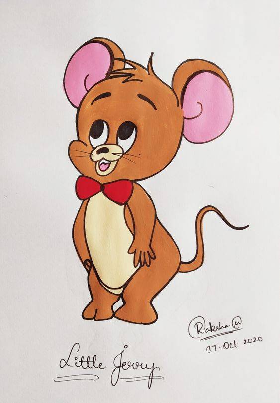 卡通猫和老鼠Jerry彩色简笔画图片大全 老鼠杰瑞简笔画作品_5