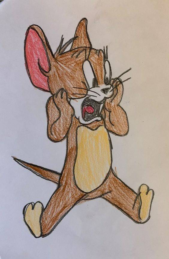 卡通猫和老鼠Jerry彩色简笔画图片大全 老鼠杰瑞简笔画作品_4