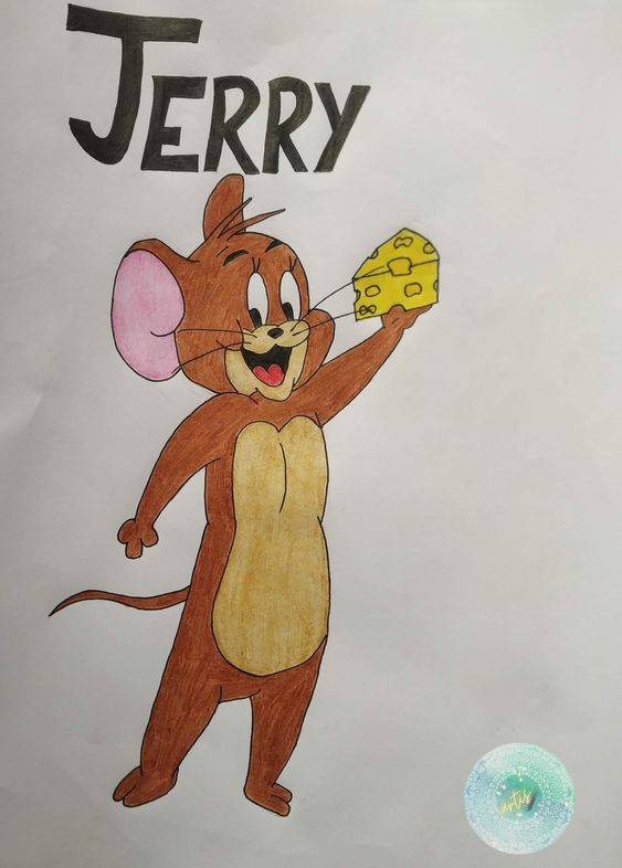 卡通猫和老鼠Jerry彩色简笔画图片大全 老鼠杰瑞简笔画作品_7