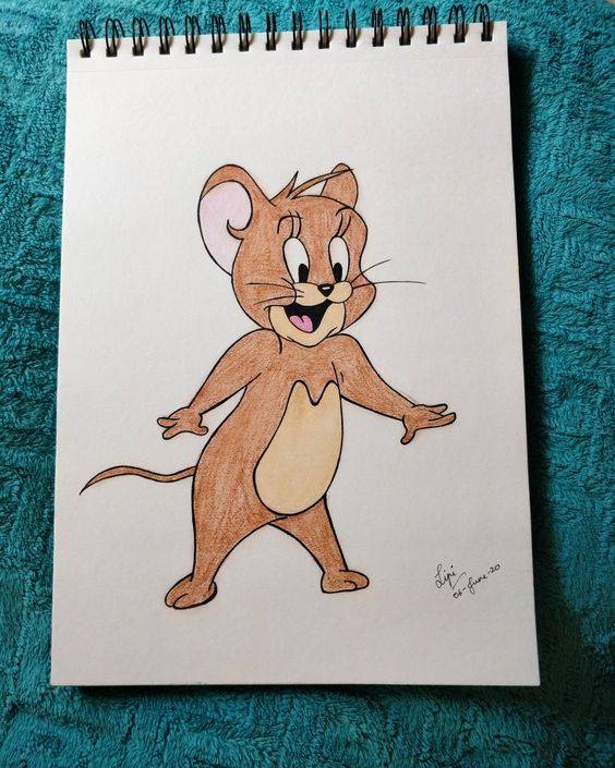 卡通猫和老鼠Jerry彩色简笔画图片大全 老鼠杰瑞简笔画作品_10