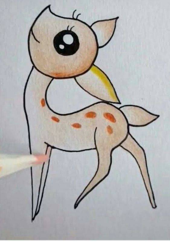 卡通彩色梅花鹿简笔画图片精选_5