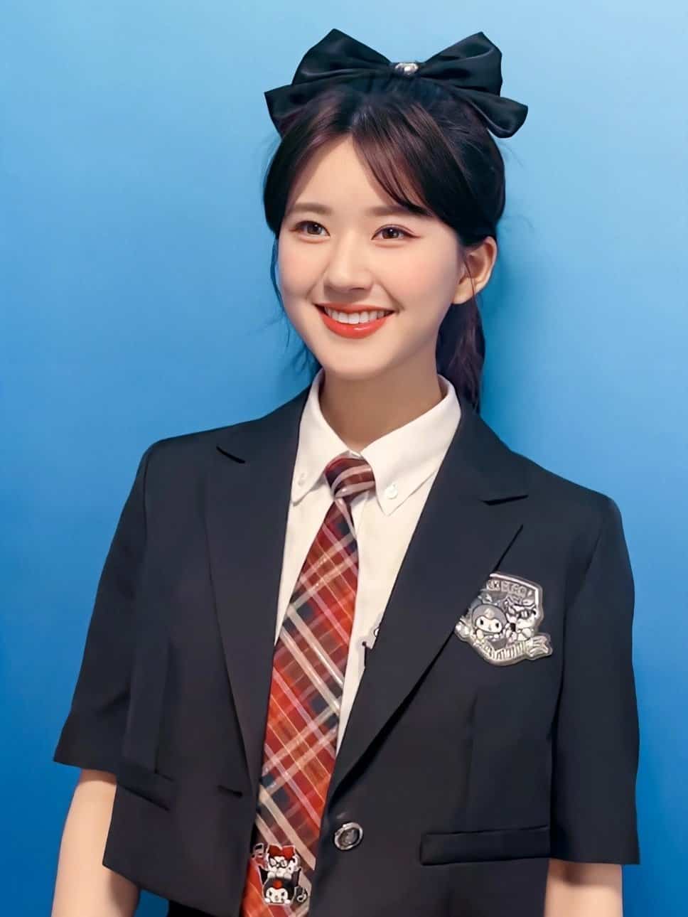 大蝴蝶结高马尾赵露思JK制服学院风高清图片 清纯女星！_2