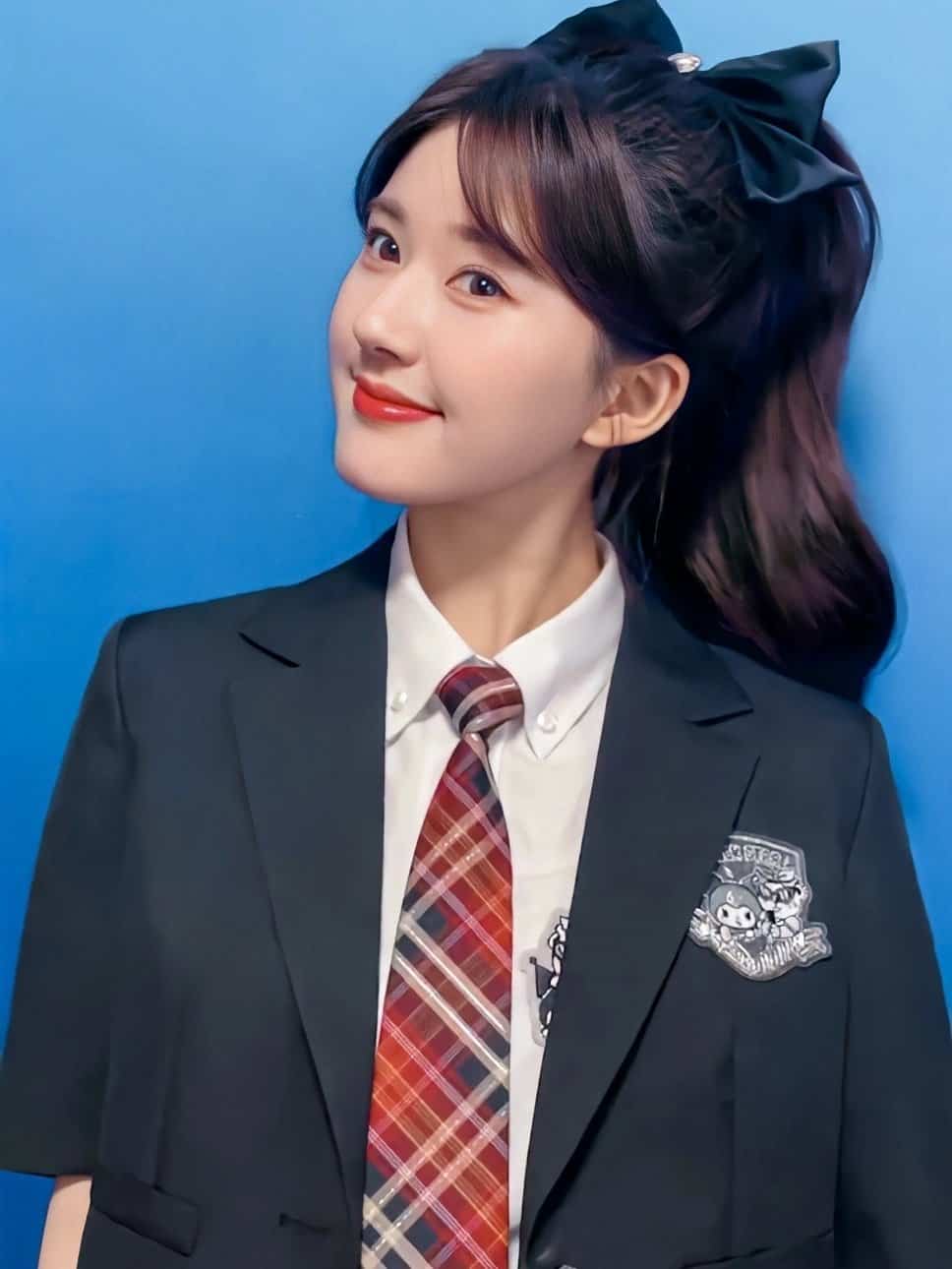 大蝴蝶结高马尾赵露思JK制服学院风高清图片 清纯女星！_3