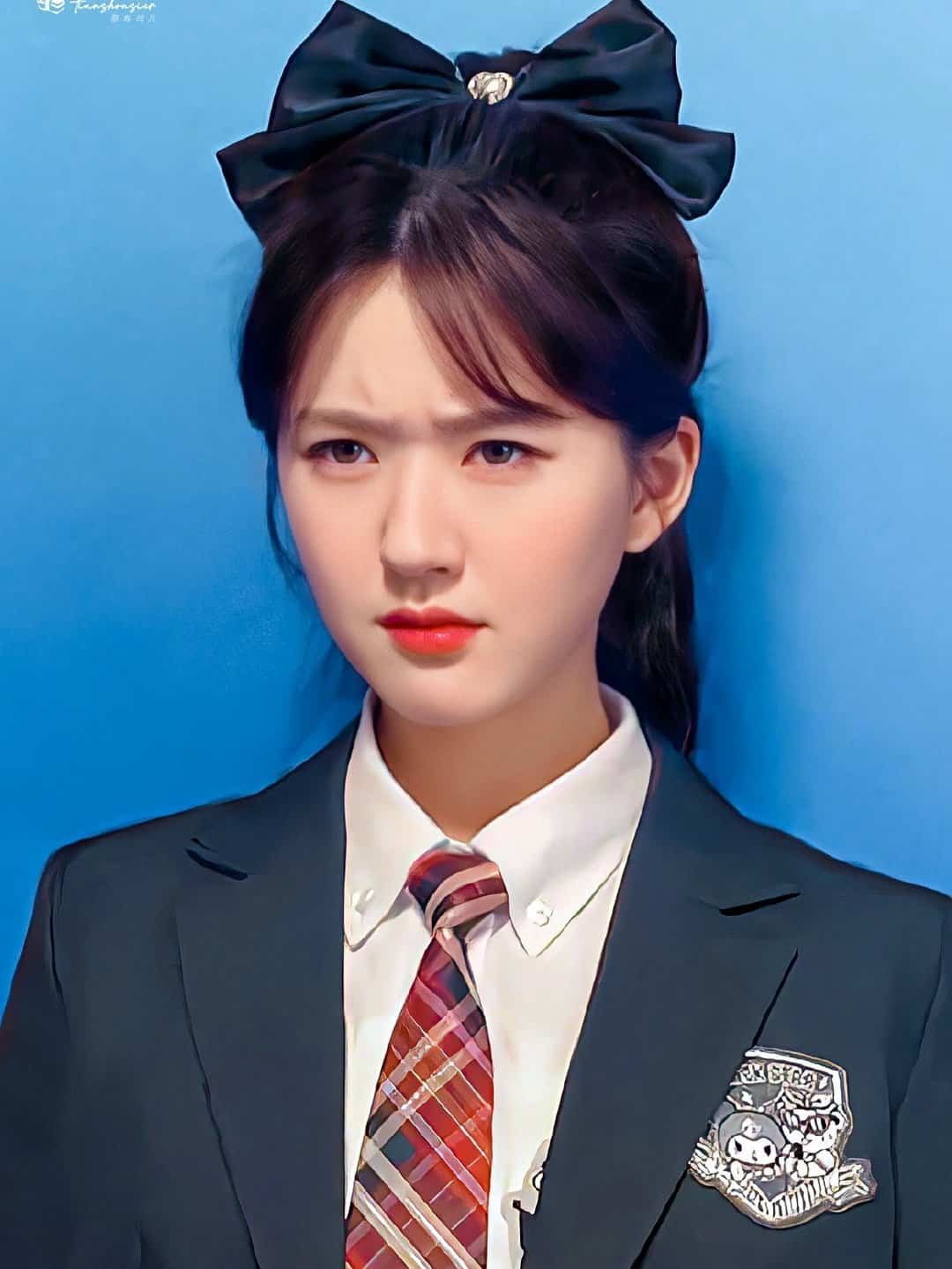 大蝴蝶结高马尾赵露思JK制服学院风高清图片 清纯女星！_4