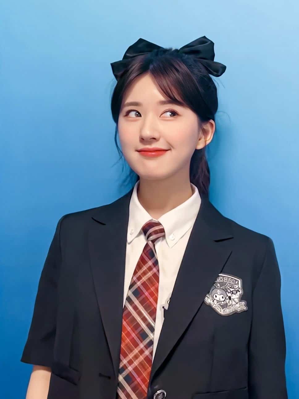 大蝴蝶结高马尾赵露思JK制服学院风高清图片 清纯女星！_5