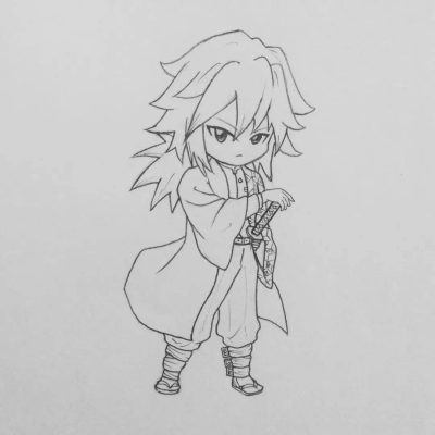 漫画《鬼灭之刃》富冈义勇黑白简笔画图片精选