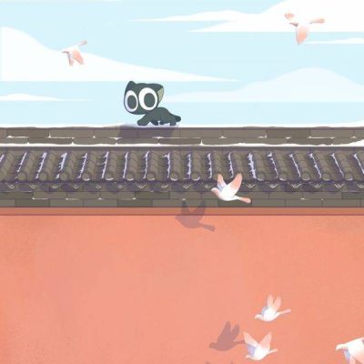卡通故宫红墙立春朋友圈配图