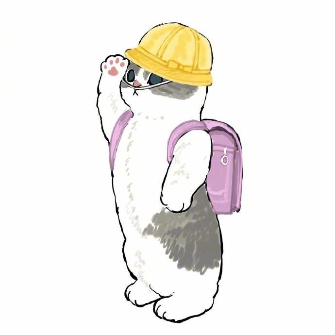 卡通猫咪穿裤子背书包吃鱼玩呼啦圈可爱头像_1