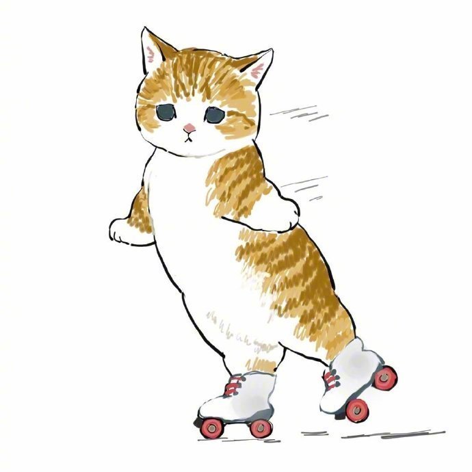 卡通猫咪穿裤子背书包吃鱼玩呼啦圈可爱头像_2