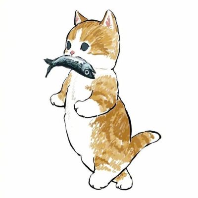 卡通猫咪穿裤子背书包吃鱼玩呼啦圈可爱头像
