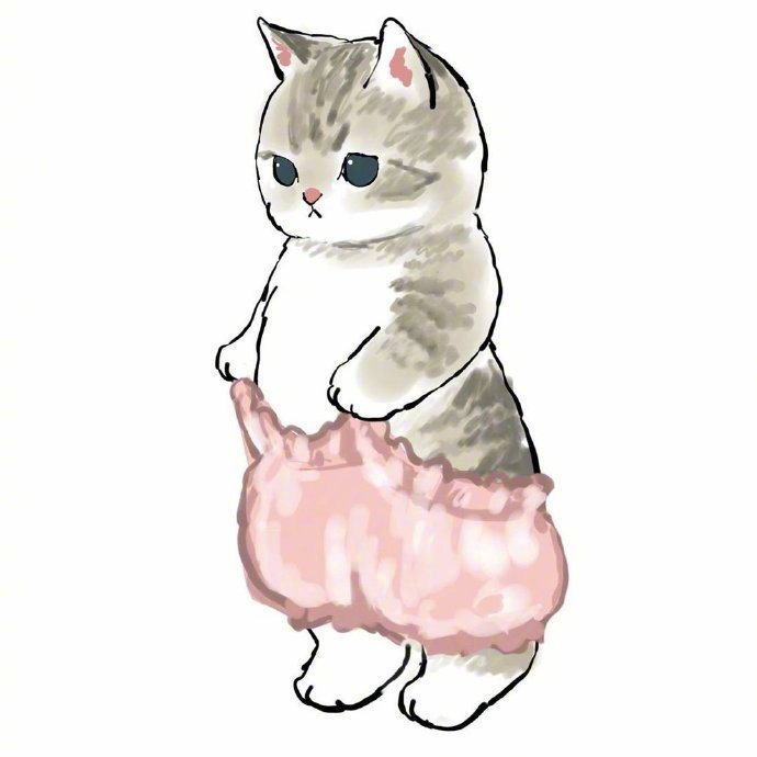 卡通猫咪穿裤子背书包吃鱼玩呼啦圈可爱头像_4