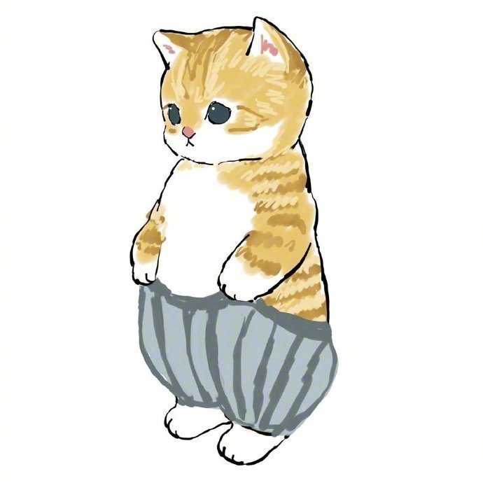卡通猫咪穿裤子背书包吃鱼玩呼啦圈可爱头像_6