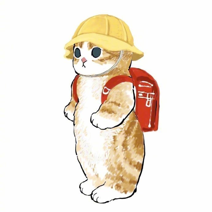 卡通猫咪穿裤子背书包吃鱼玩呼啦圈可爱头像_7