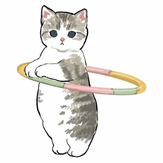 卡通猫咪穿裤子背书包吃鱼玩呼啦圈可爱头像_9