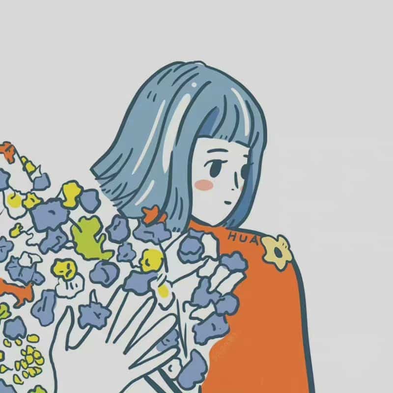 手绘简笔画版温柔婉约女生头像图集_3