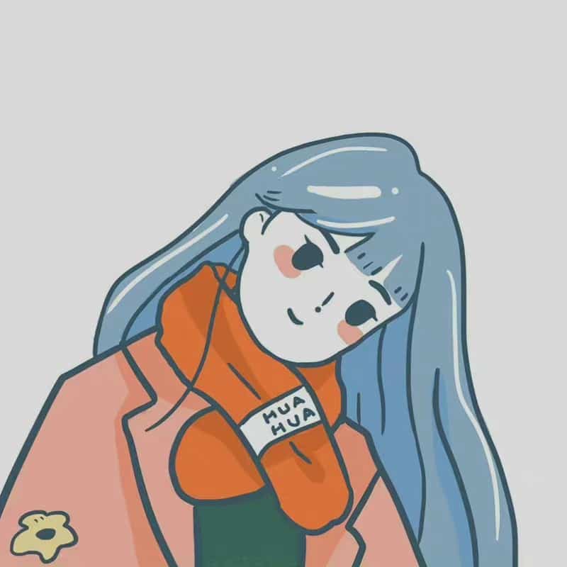 手绘简笔画版温柔婉约女生头像图集_4