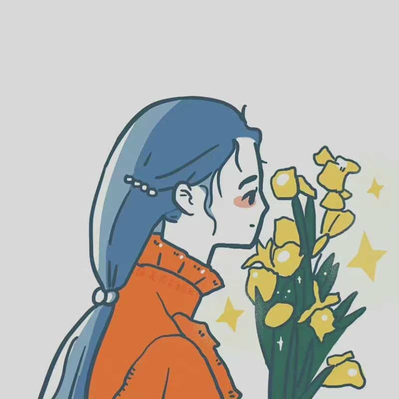 手绘简笔画版温柔婉约女生头像图集_5