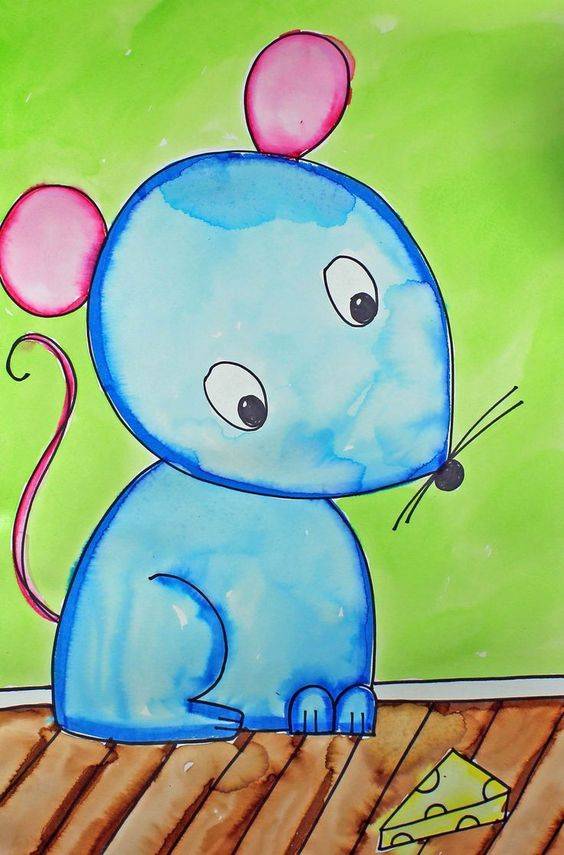 卡通动物老鼠彩色简笔画大全 幼儿园动物简笔画_4