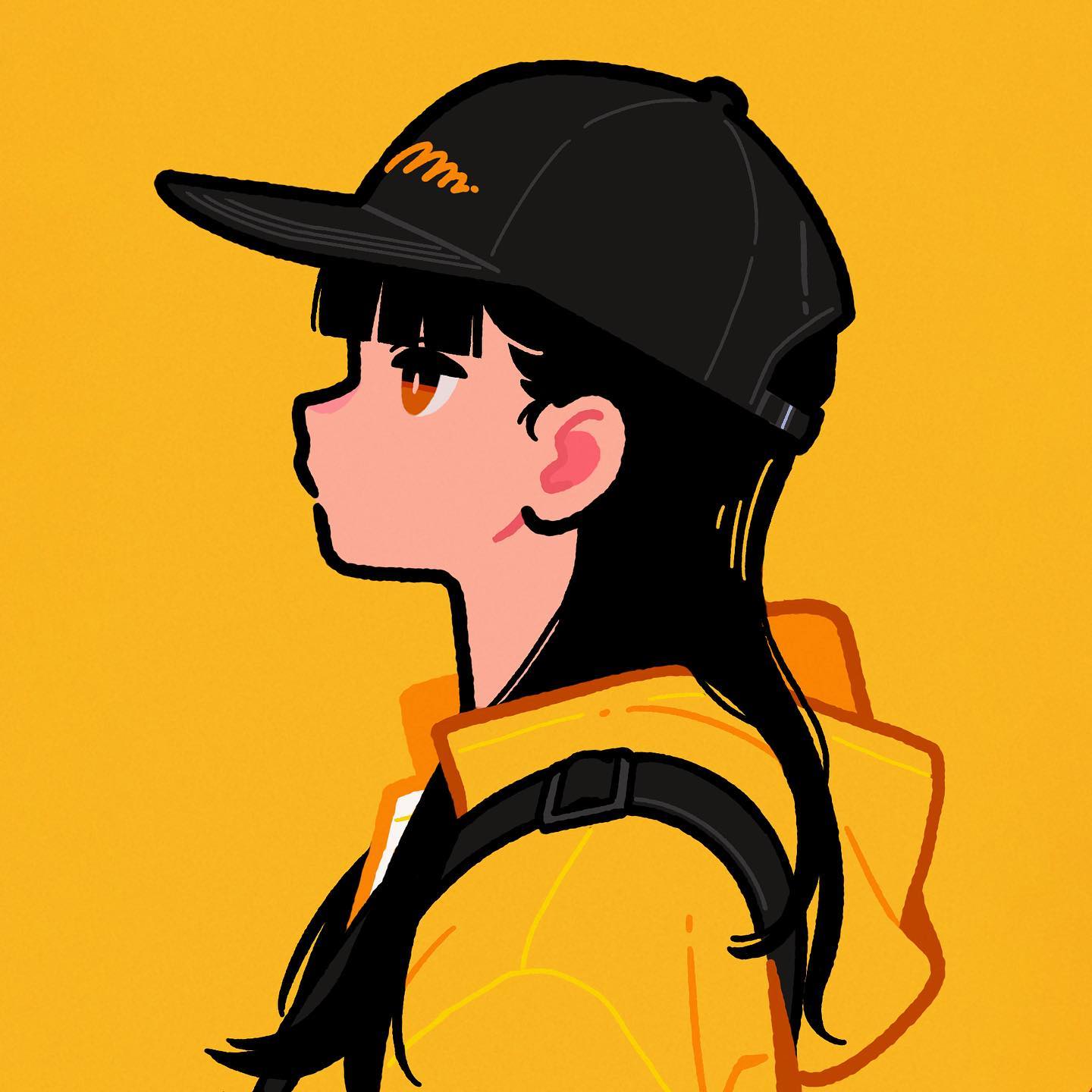 女生棒球帽侧脸个性插画卡通超a超飒头像_1