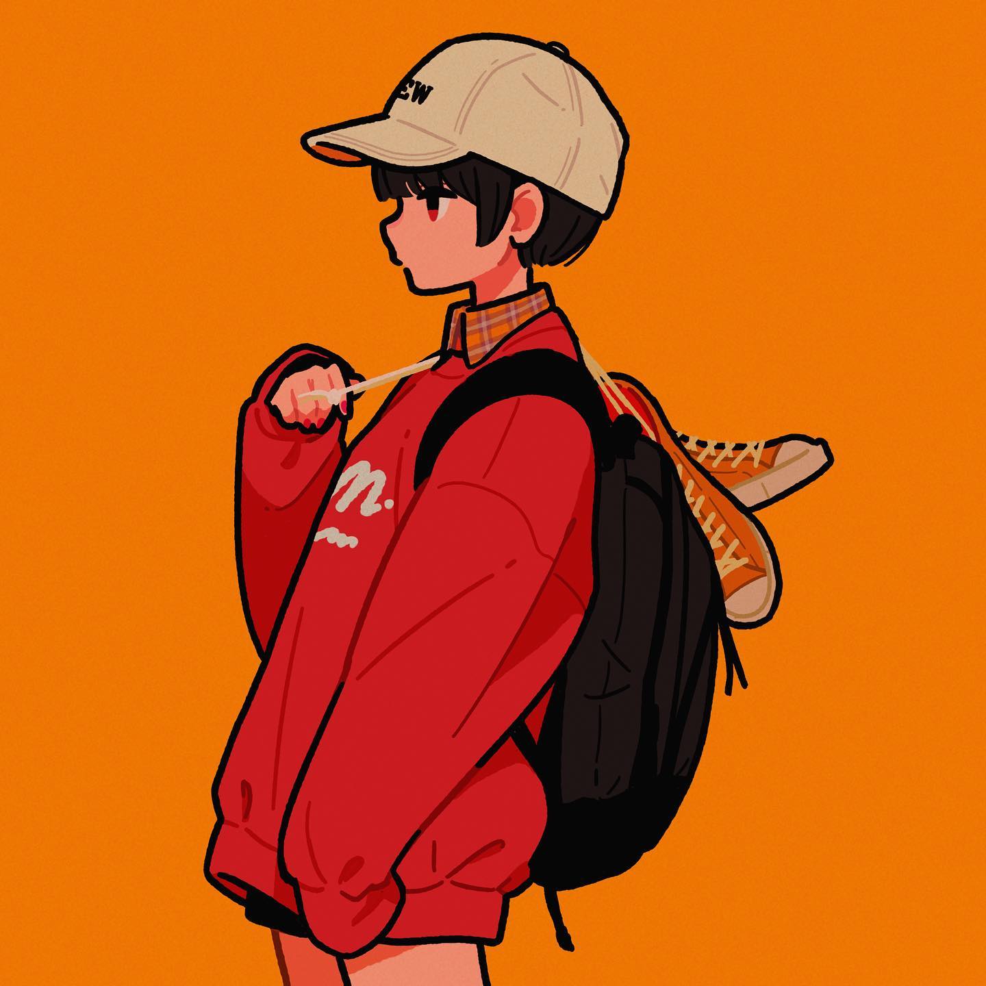 女生棒球帽侧脸个性插画卡通超a超飒头像_4