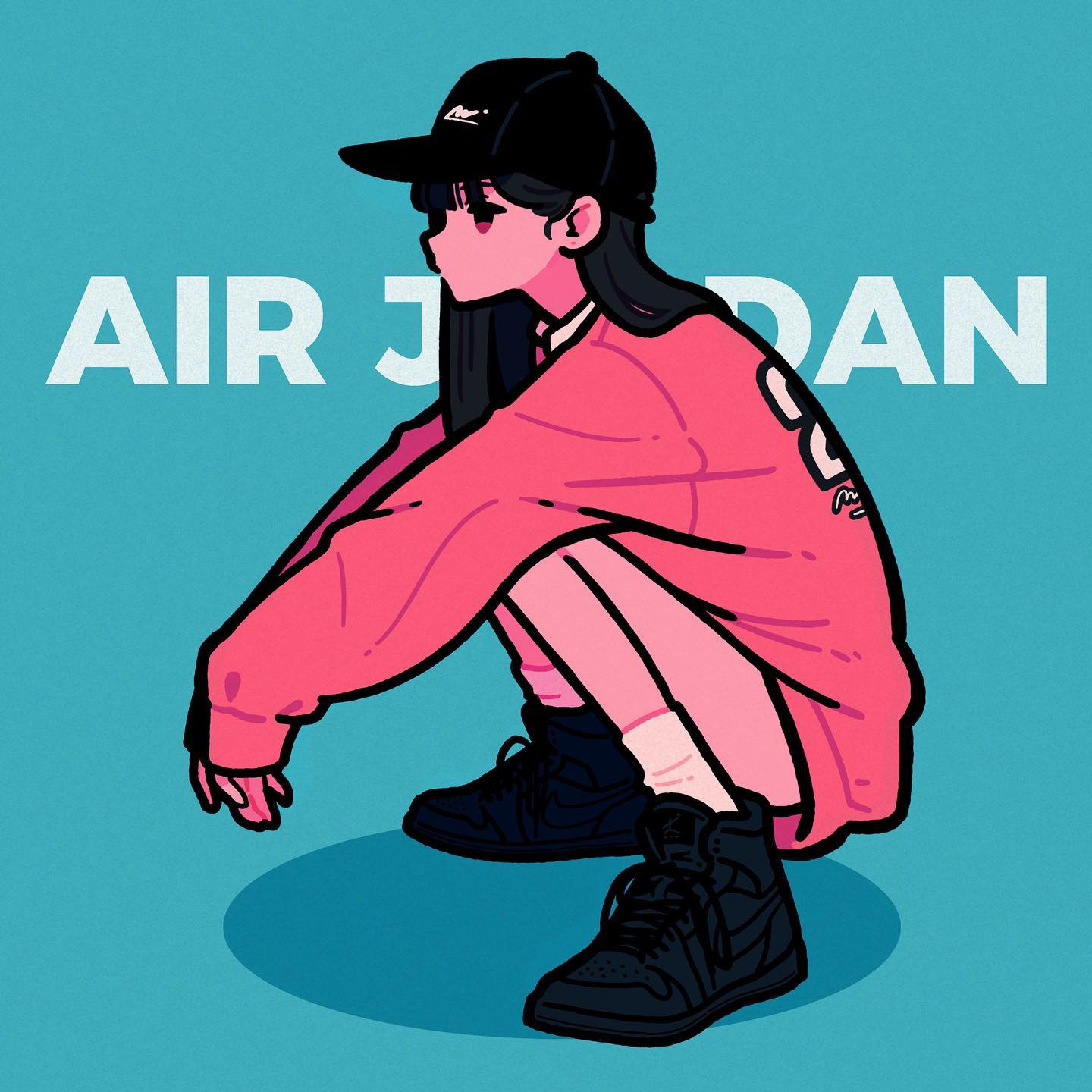 女生棒球帽侧脸个性插画卡通超a超飒头像_7
