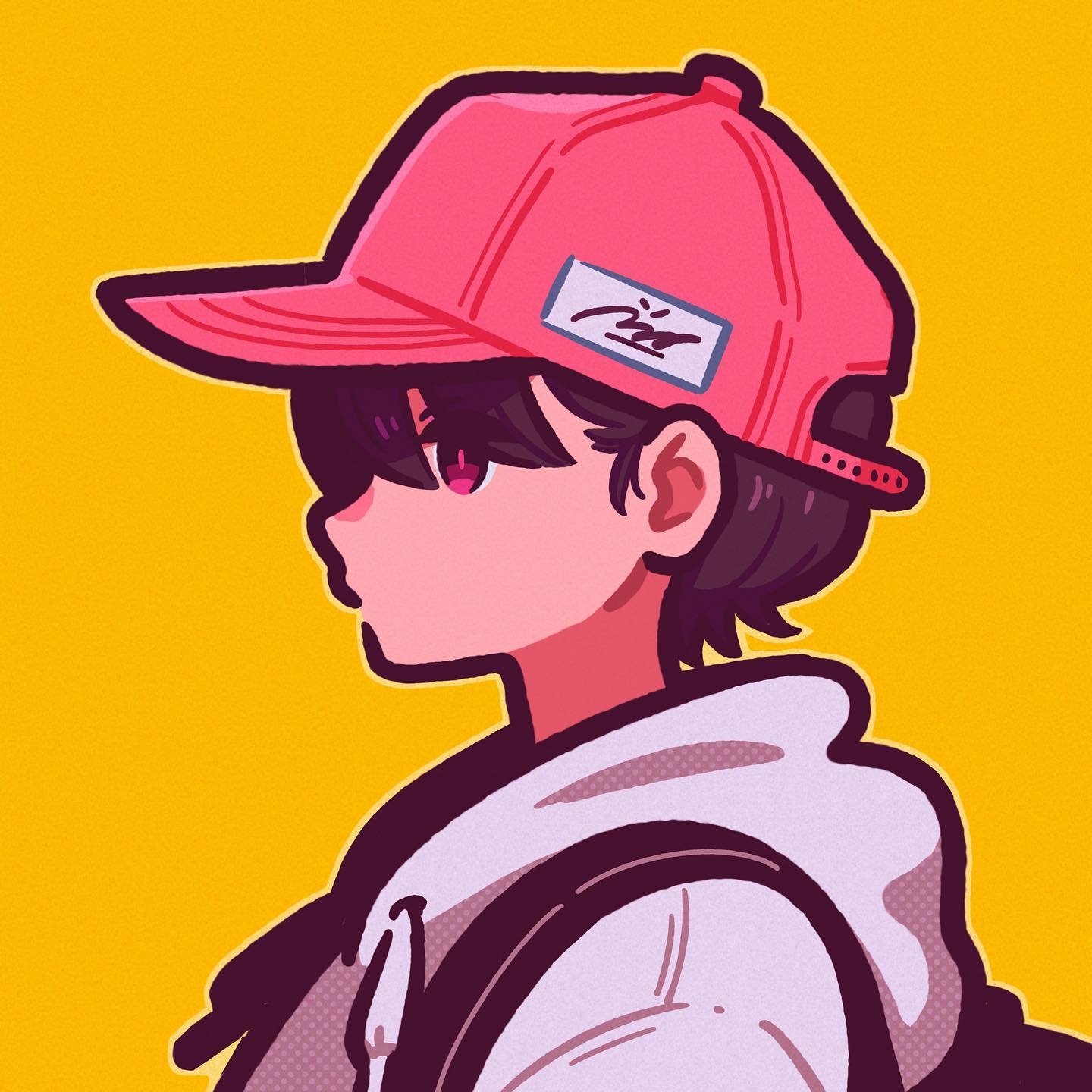 女生棒球帽侧脸个性插画卡通超a超飒头像_9