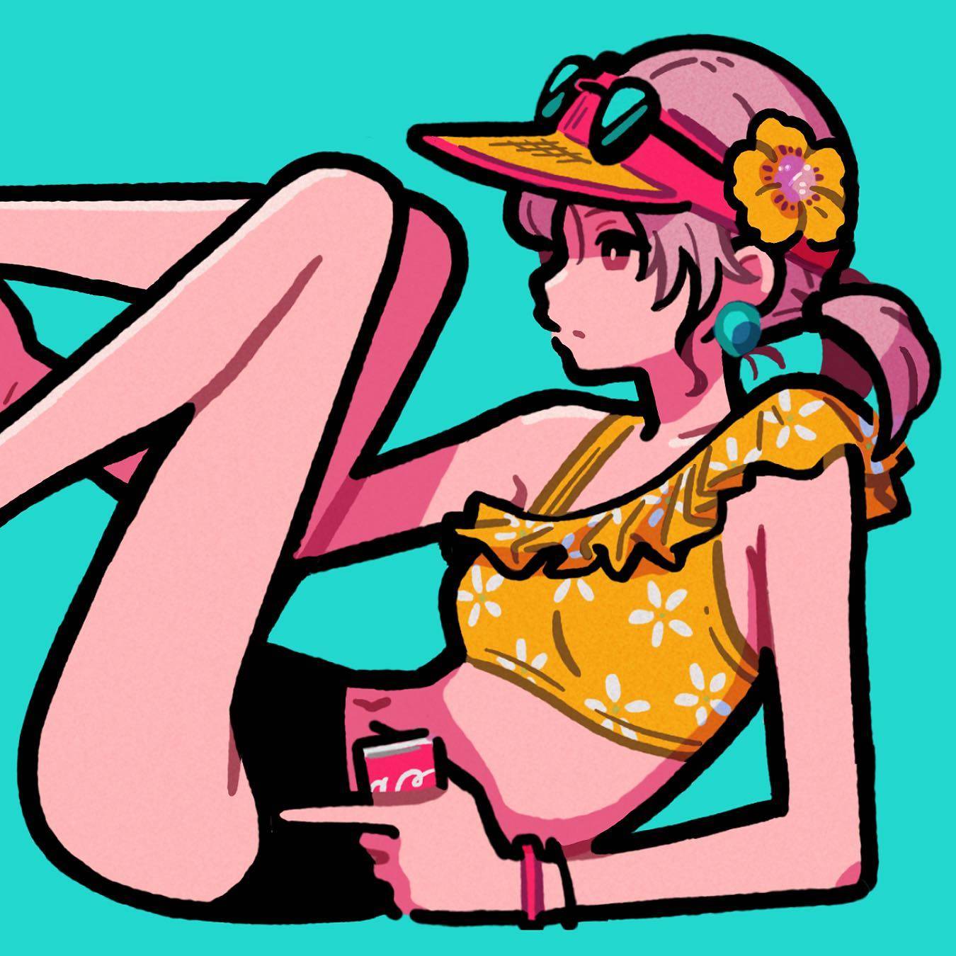 女生棒球帽侧脸个性插画卡通超a超飒头像_12
