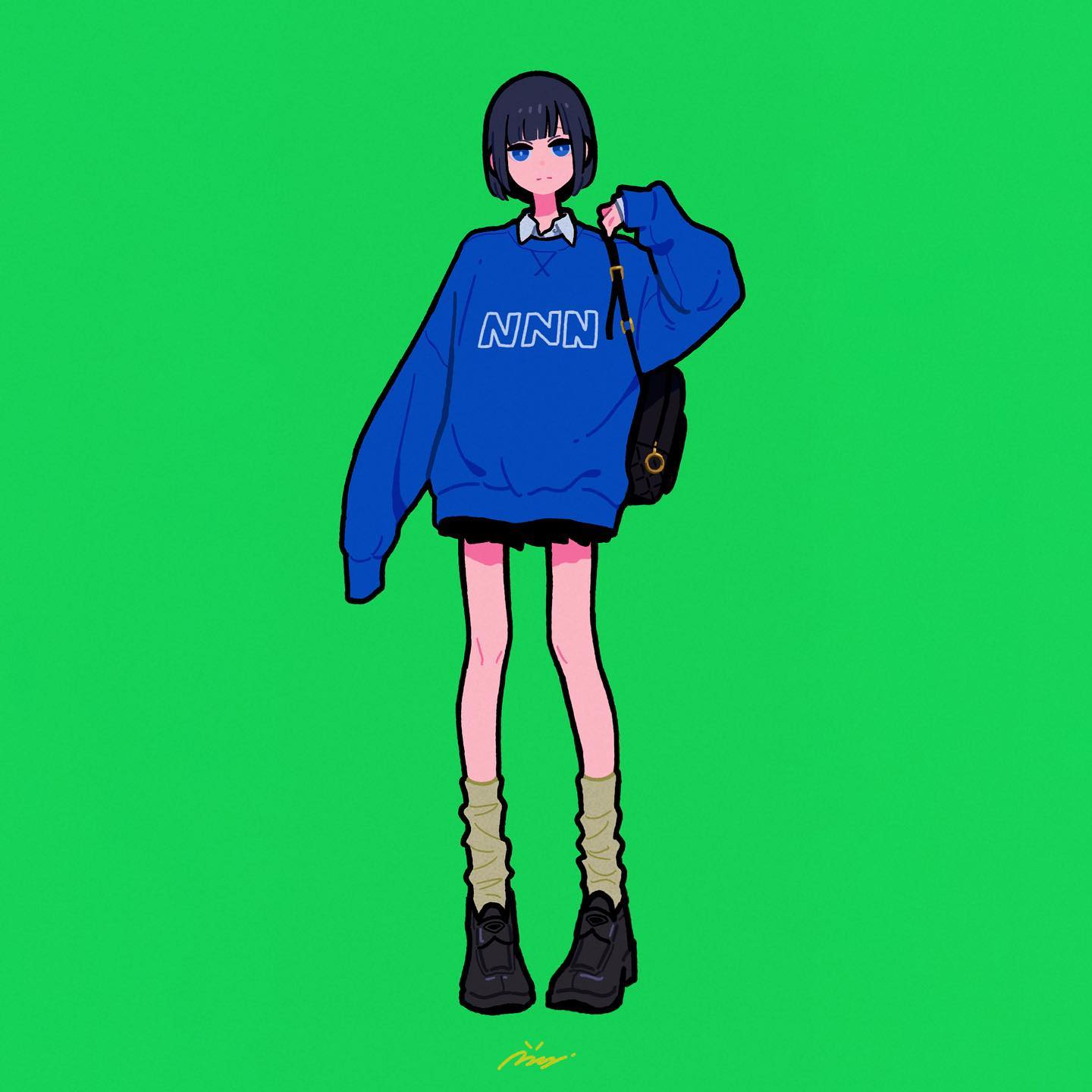长腿少女日式卡通头像_2