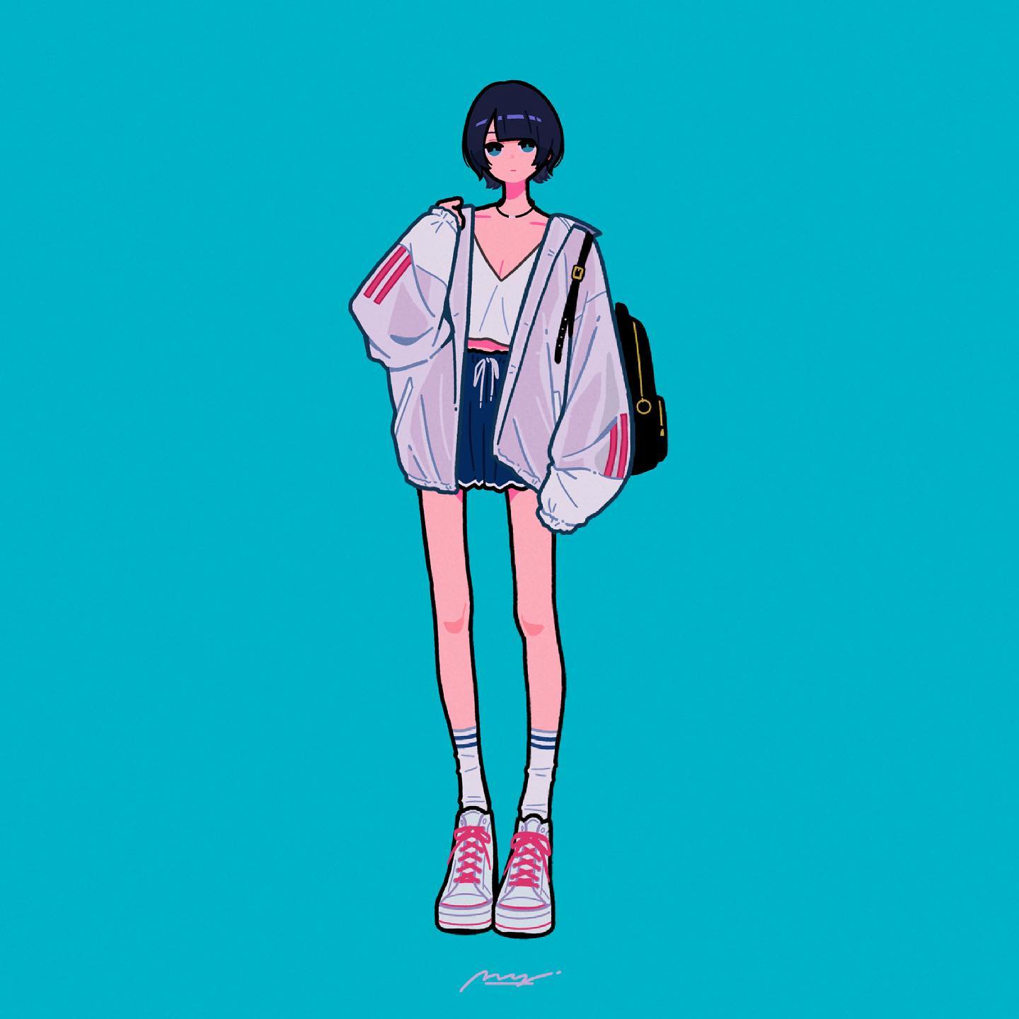 长腿少女日式卡通头像_7