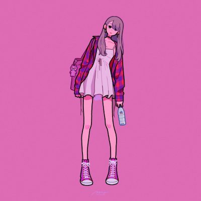 长腿少女日式卡通头像