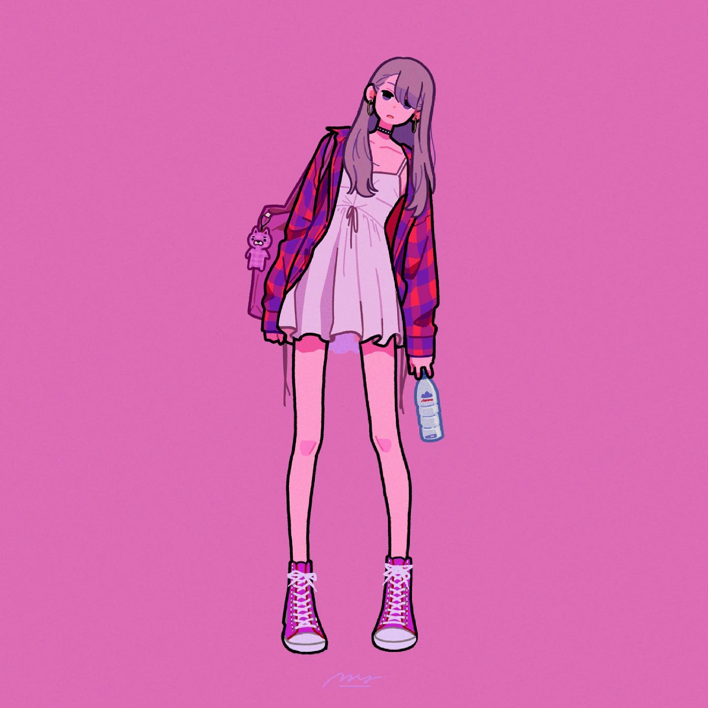 长腿少女日式卡通头像_8