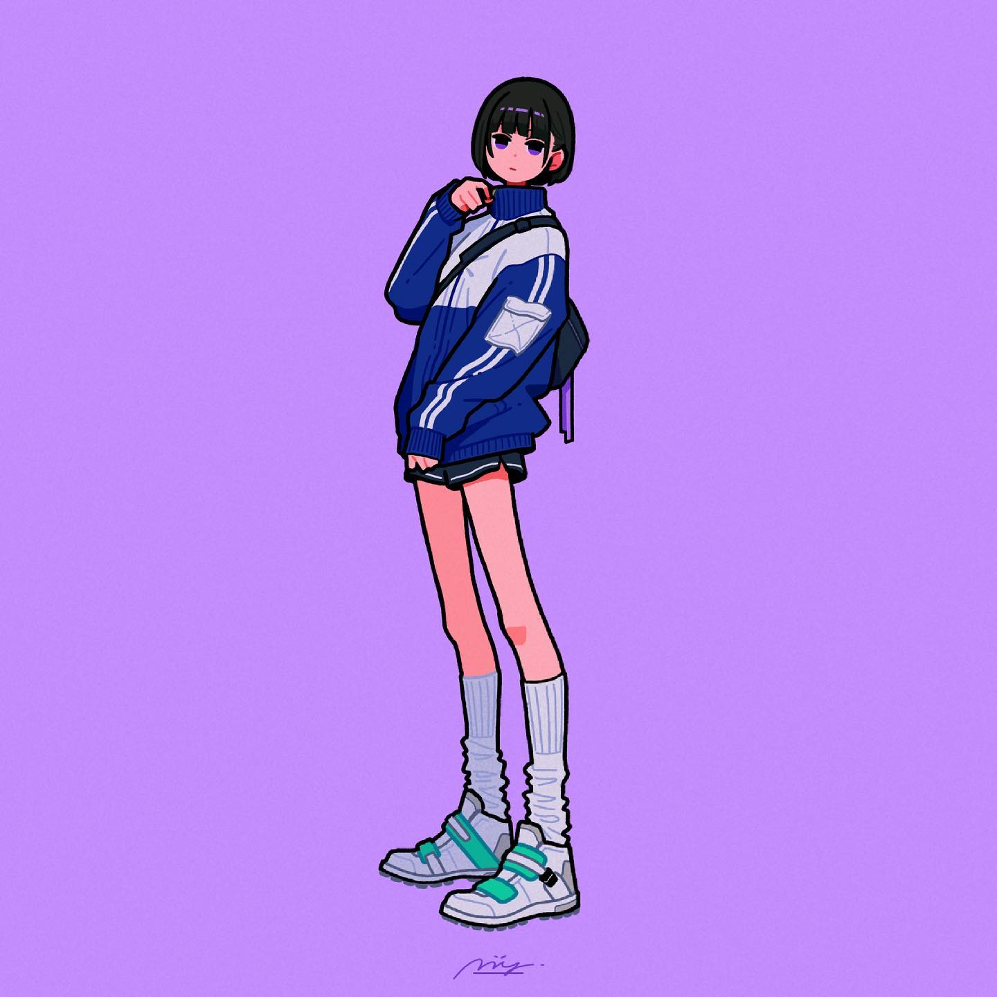 长腿少女日式卡通头像_9